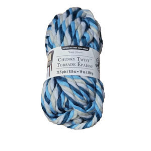 Loops & Threads Chunky Twist Yarn Blue Navy/ Silver Grey 20.5 Yards Jumbo 7